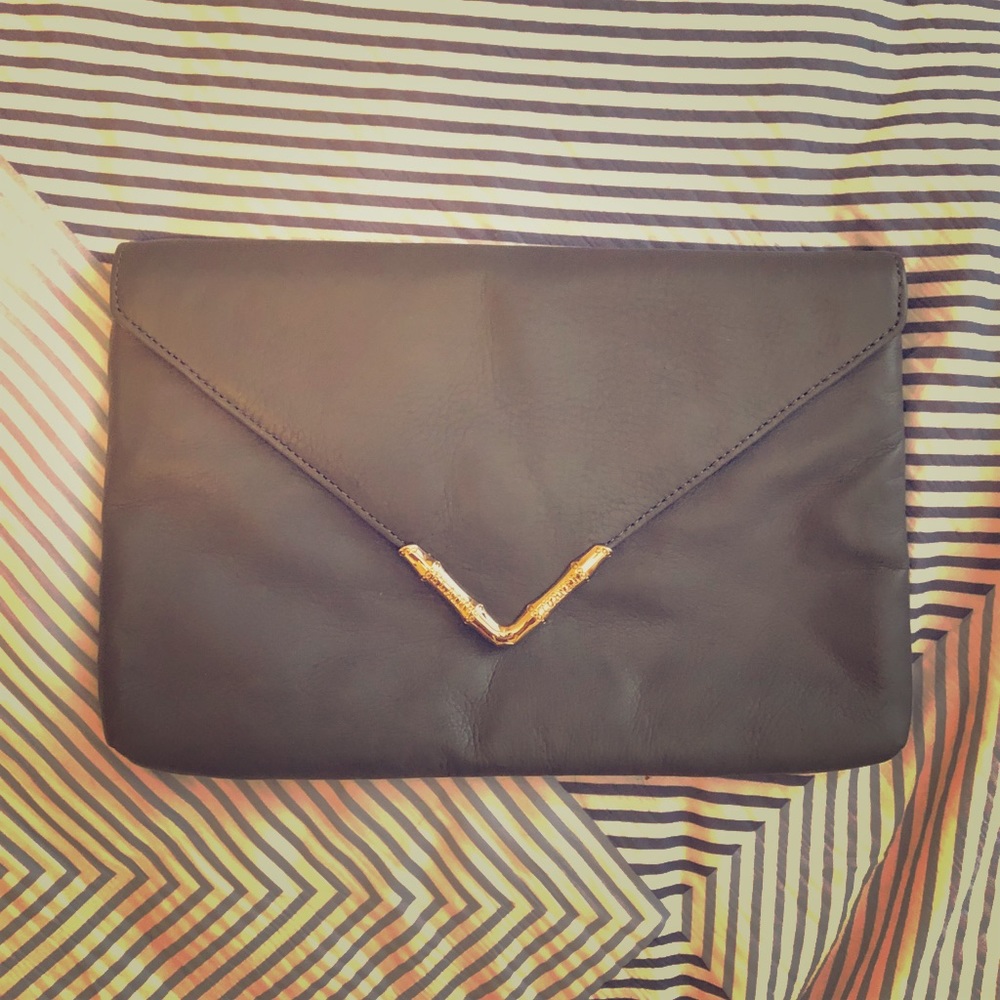 BRAND NEW Gorgeous, Italian leather, gray clutch!